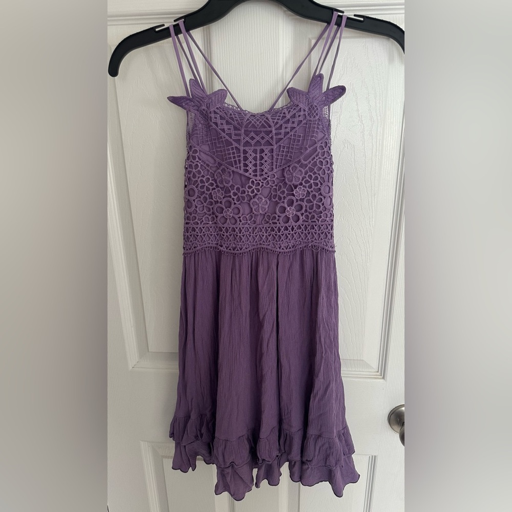 Chelsea & Violet Purple Girls Crotchet Dress Spring Easter Size Medium M